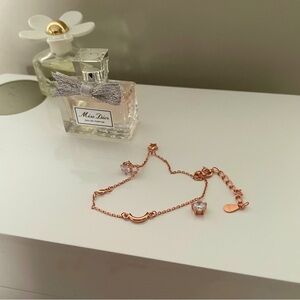 925 Sterling Silver Rose Gold Tone Charm Bracelet